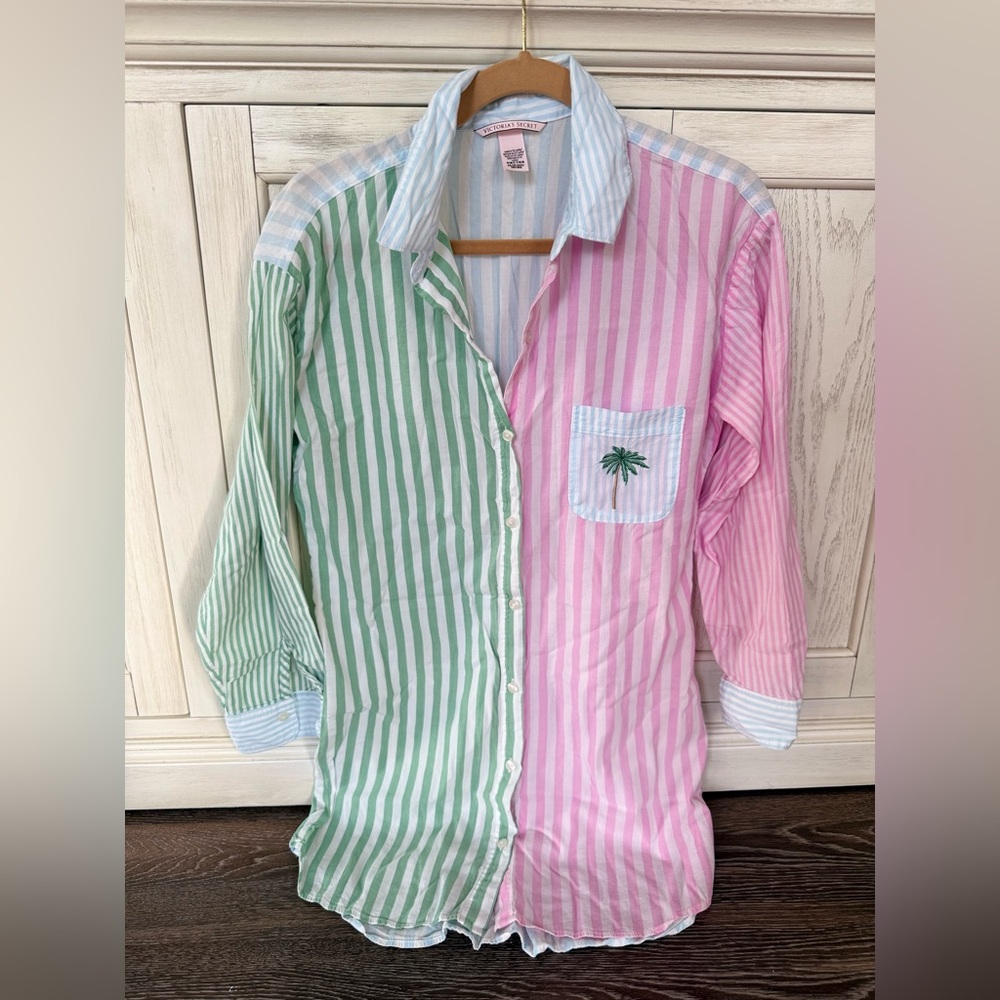 Victoria's Secret Pastel Striped Dress Shirt